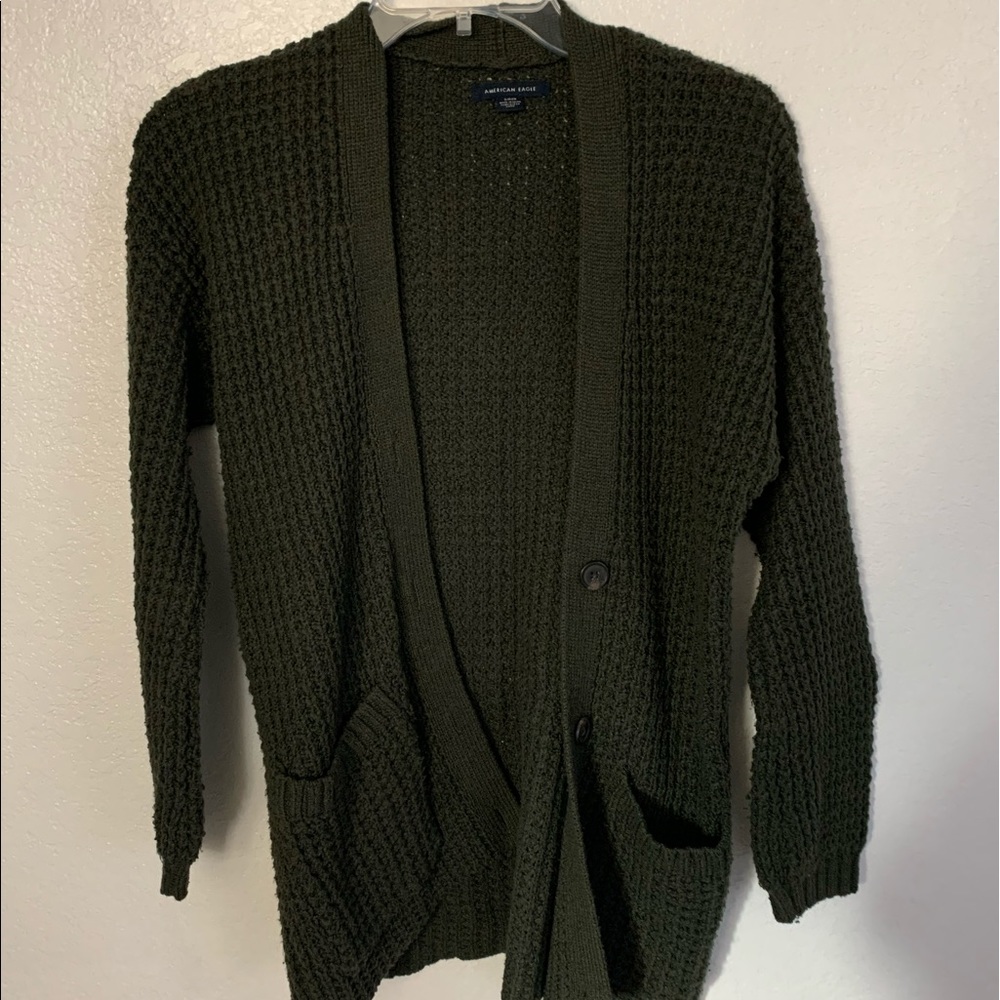 american eagle green cardigan